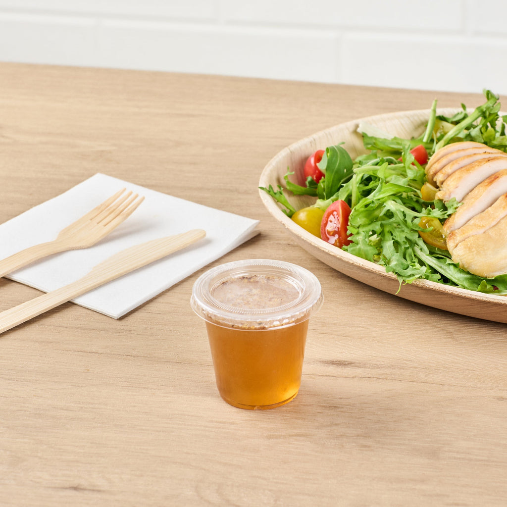 Basic Nature Clear PLA Plastic Lid - Fits 2 / 3 oz Portion Cup, Compostable - 2000 count box