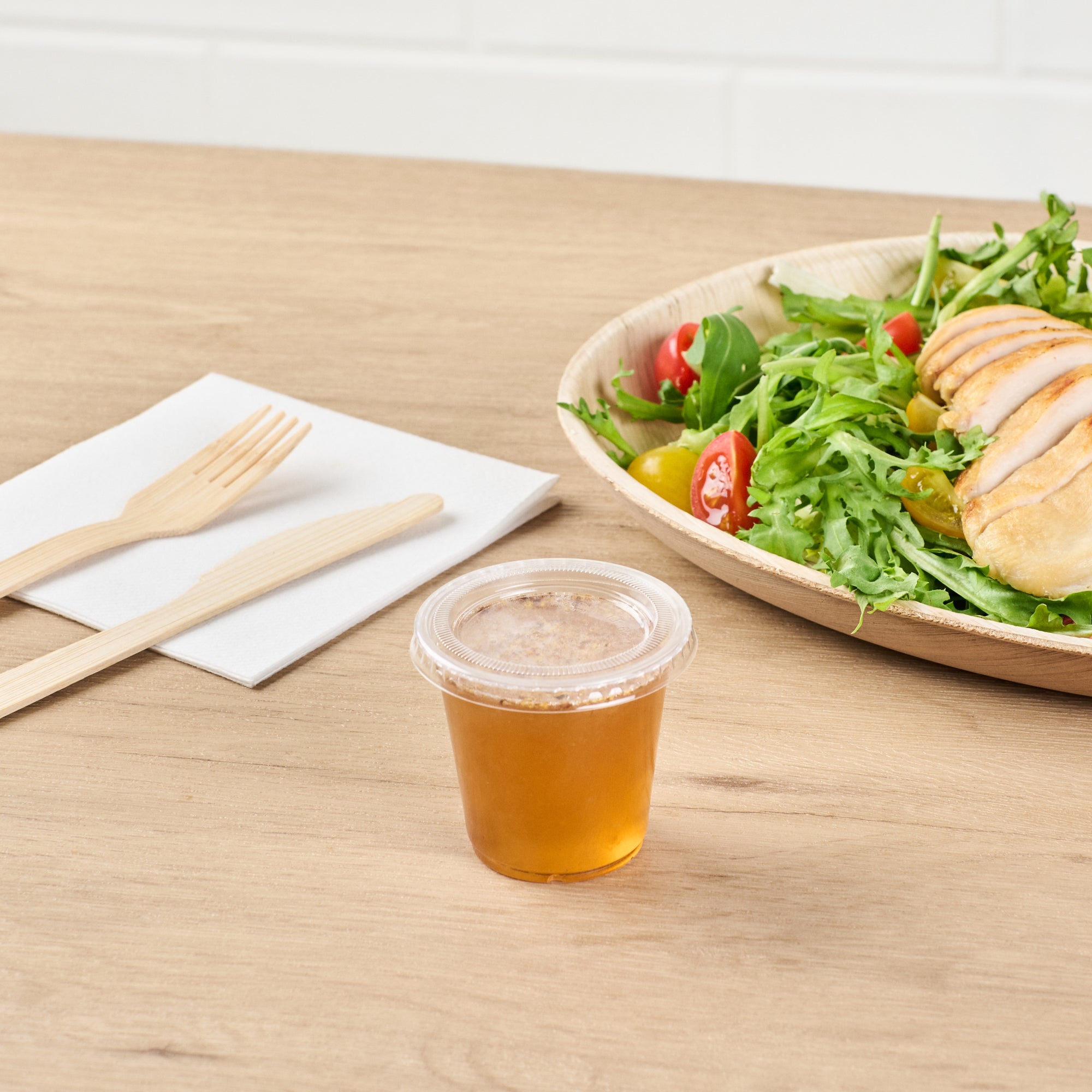 Basic Nature Clear PLA Plastic Lid - Fits 2 / 3 oz Portion Cup, Compostable - 2000 count box