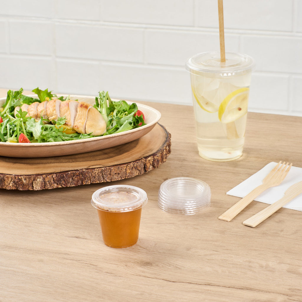 Basic Nature Clear PLA Plastic Lid - Fits 2 / 3 oz Portion Cup, Compostable - 2000 count box