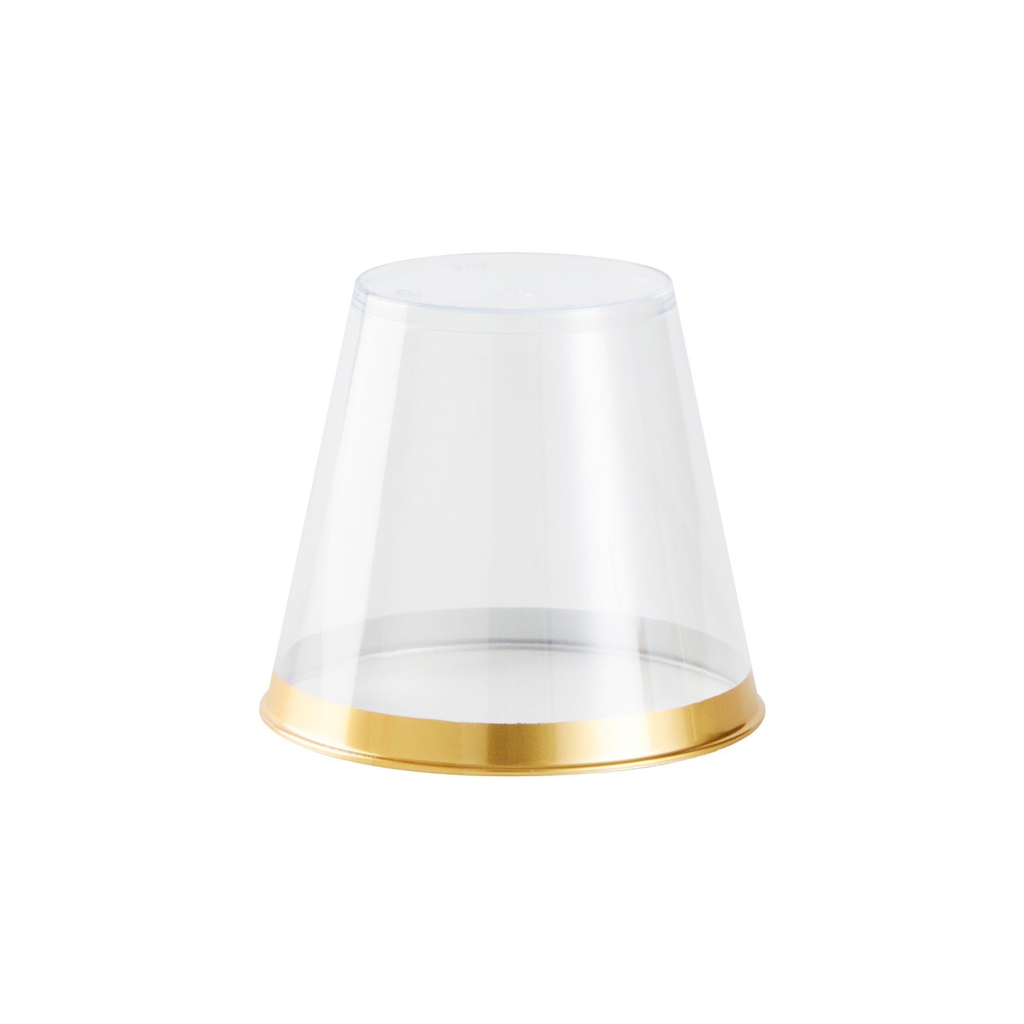 Chef 101 5 oz Clear Plastic Tumbler - with Gold Rim - 2 3/4" x 2 3/4" x 2 1/4" - 500 count box