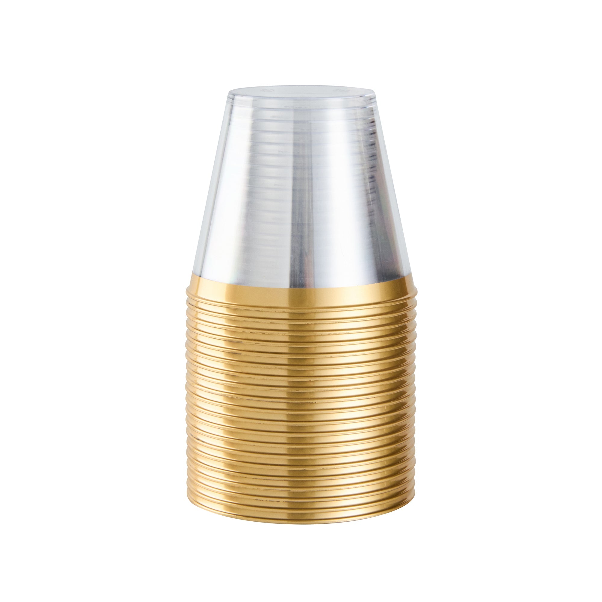 Chef 101 5 oz Clear Plastic Tumbler - with Gold Rim - 2 3/4" x 2 3/4" x 2 1/4" - 500 count box