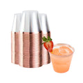 Chef 101 5 oz Clear Plastic Tumbler - with Rose Gold Rim - 2 3/4" x 2 3/4" x 2 1/4" - 20 count box