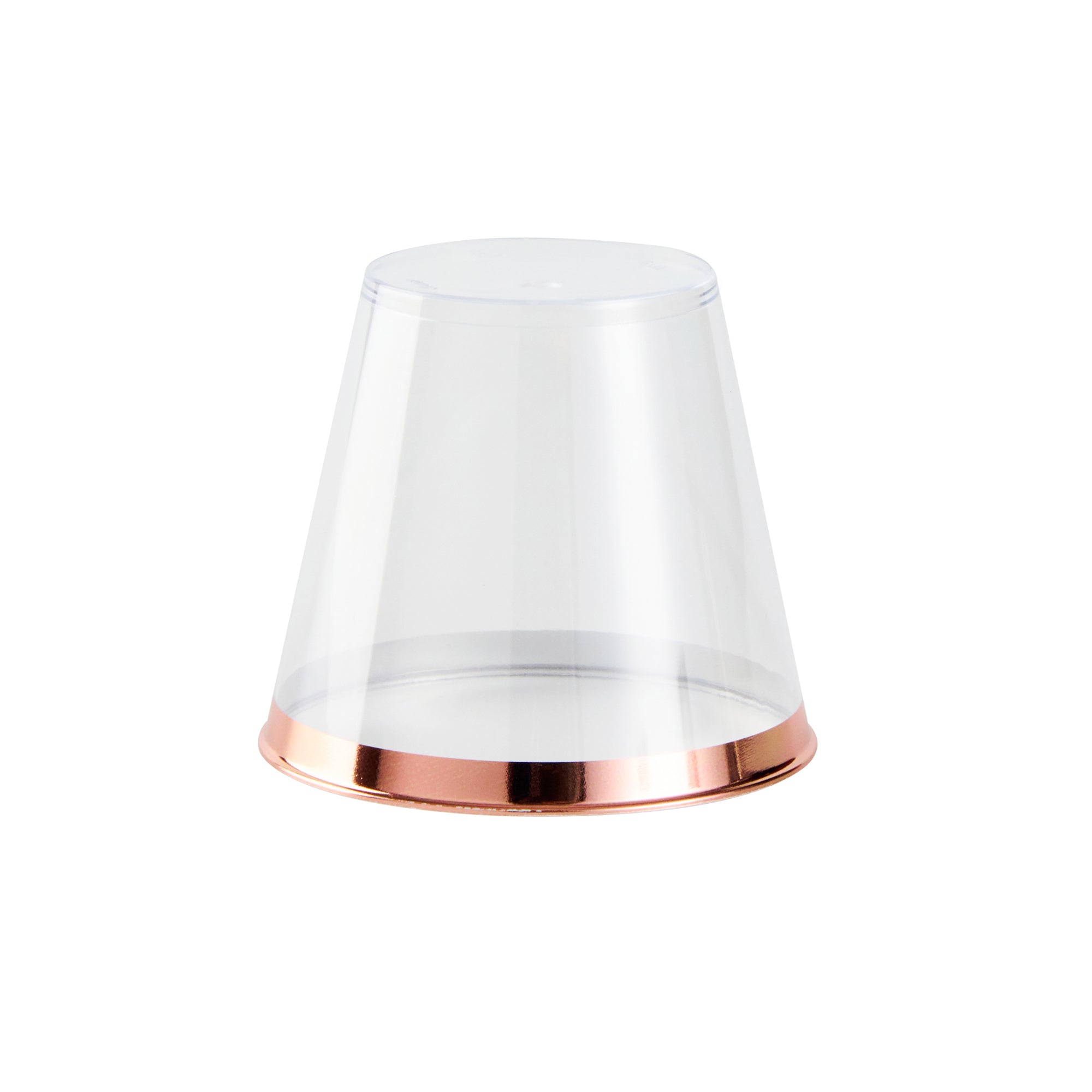 Chef 101 5 oz Clear Plastic Tumbler - with Rose Gold Rim - 2 3/4" x 2 3/4" x 2 1/4" - 20 count box