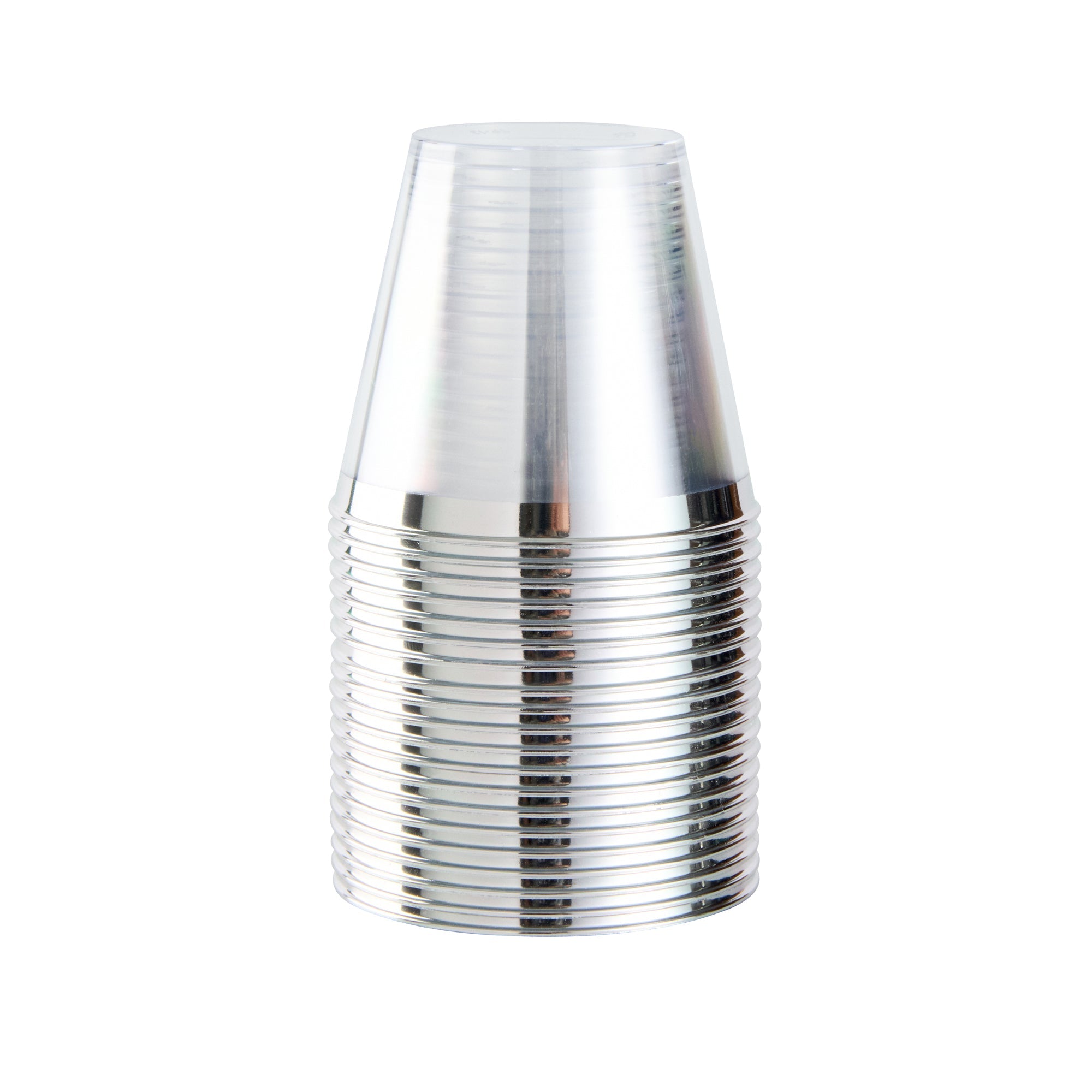 Chef 101 5 oz Clear Plastic Tumbler - with Silver Rim - 2 3/4" x 2 3/4" x 2 1/4" - 500 count box