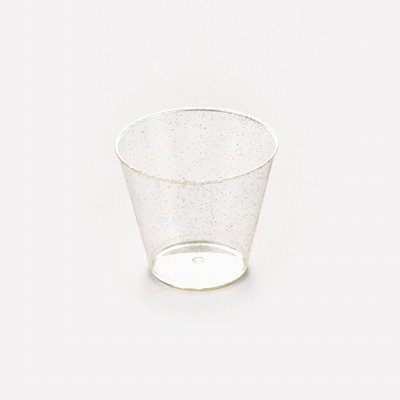 Chef 101 5 oz Gold Glitter Plastic Tumbler - 2 3/4" x 2 3/4" x 2 1/4" - 20 count box
