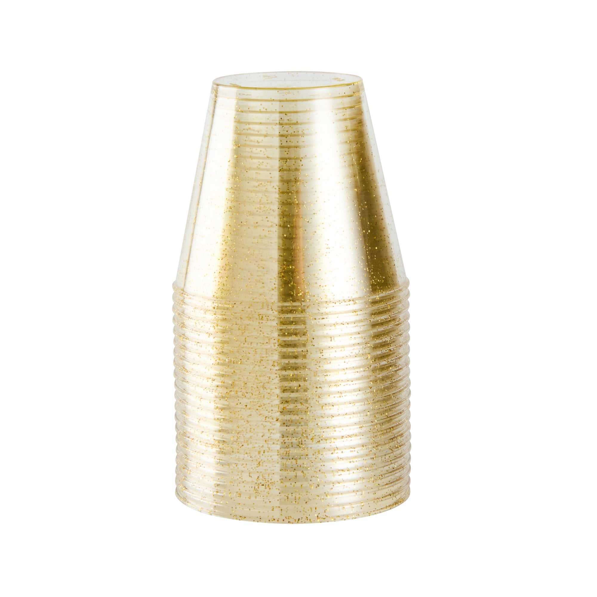 Chef 101 5 oz Gold Glitter Plastic Tumbler - 2 3/4" x 2 3/4" x 2 1/4" - 20 count box
