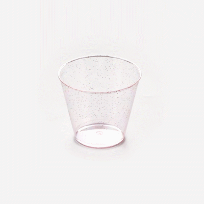 Chef 101 5 oz Pink Glitter Plastic Tumbler - 2 3/4" x 2 3/4" x 2 1/4" - 20 count box