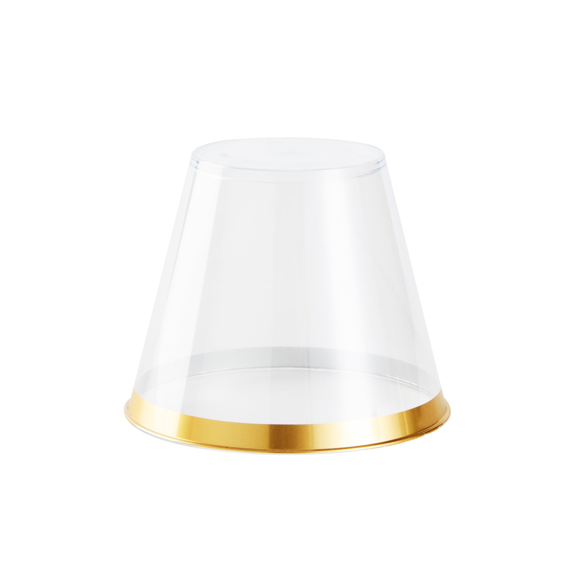 Chef 101 9 oz Clear Plastic Tumbler - with Gold Rim - 3 1/2" x 3 1/2" x 2 3/4" - 20 count box