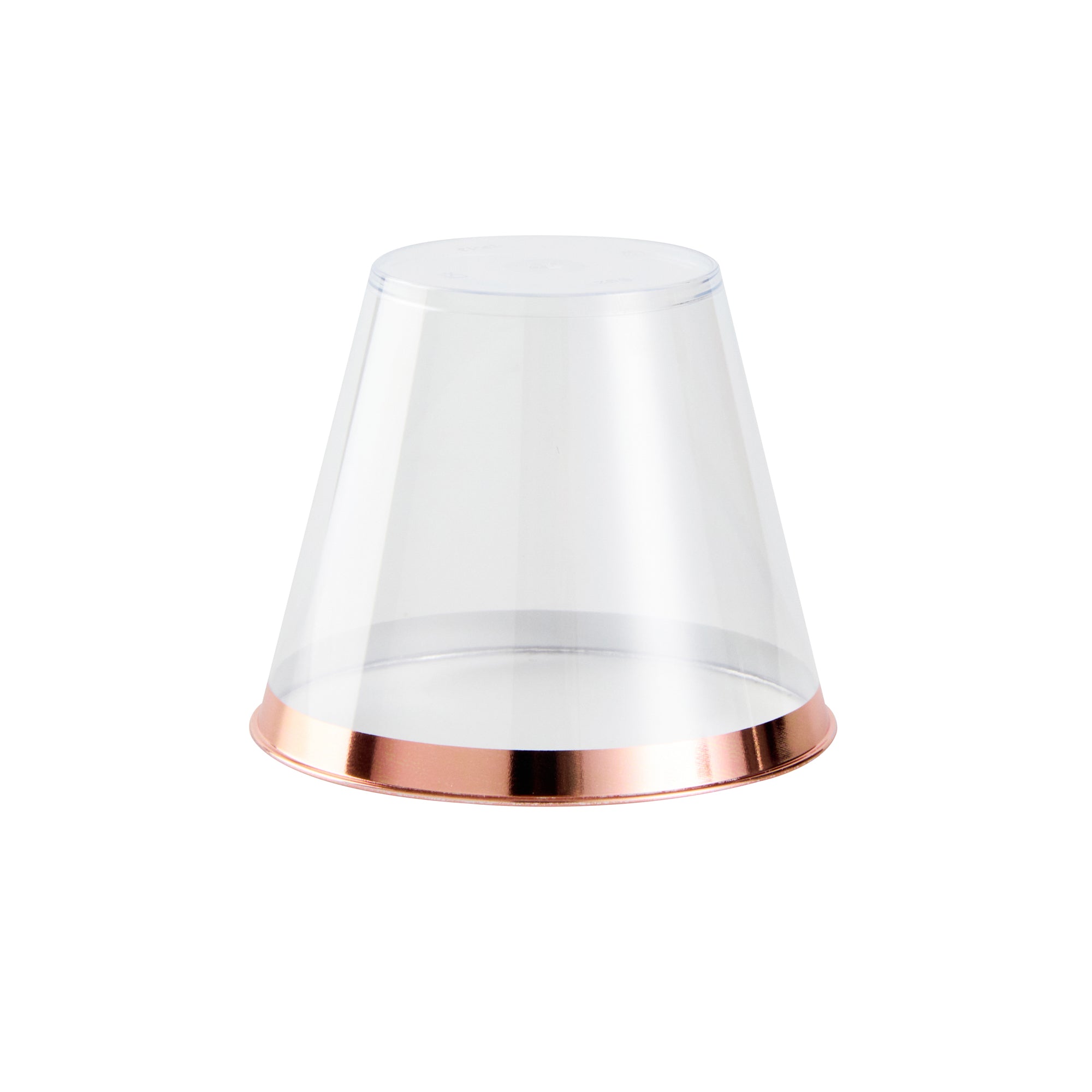 Chef 101 9 oz Clear Plastic Tumbler - with Rose Gold Rim - 3 1/2" x 3 1/2" x 2 3/4" - 500 count box