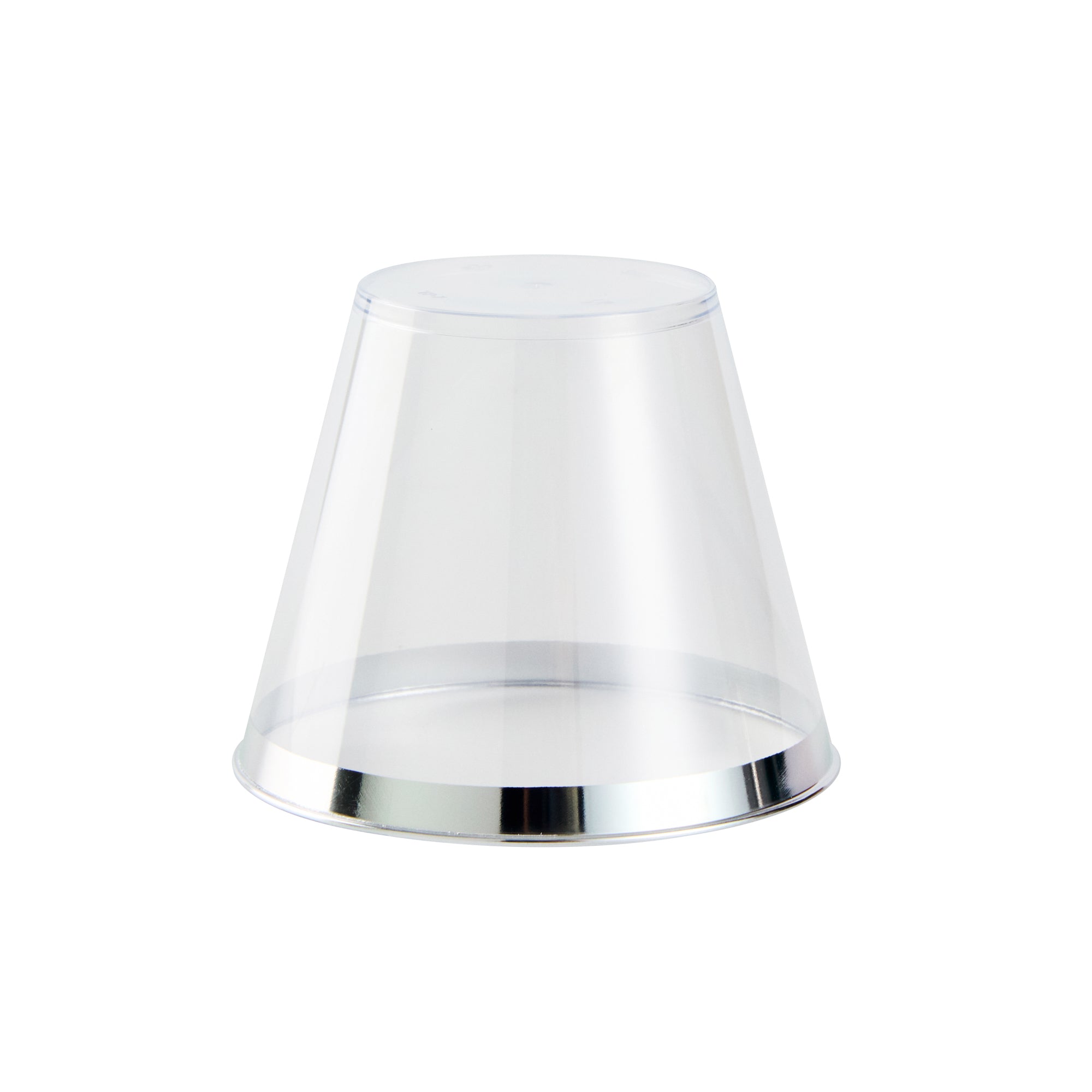 Chef 101 9 oz Clear Plastic Tumbler - with Silver Rim - 3 1/2" x 3 1/2" x 2 3/4" - 500 count box