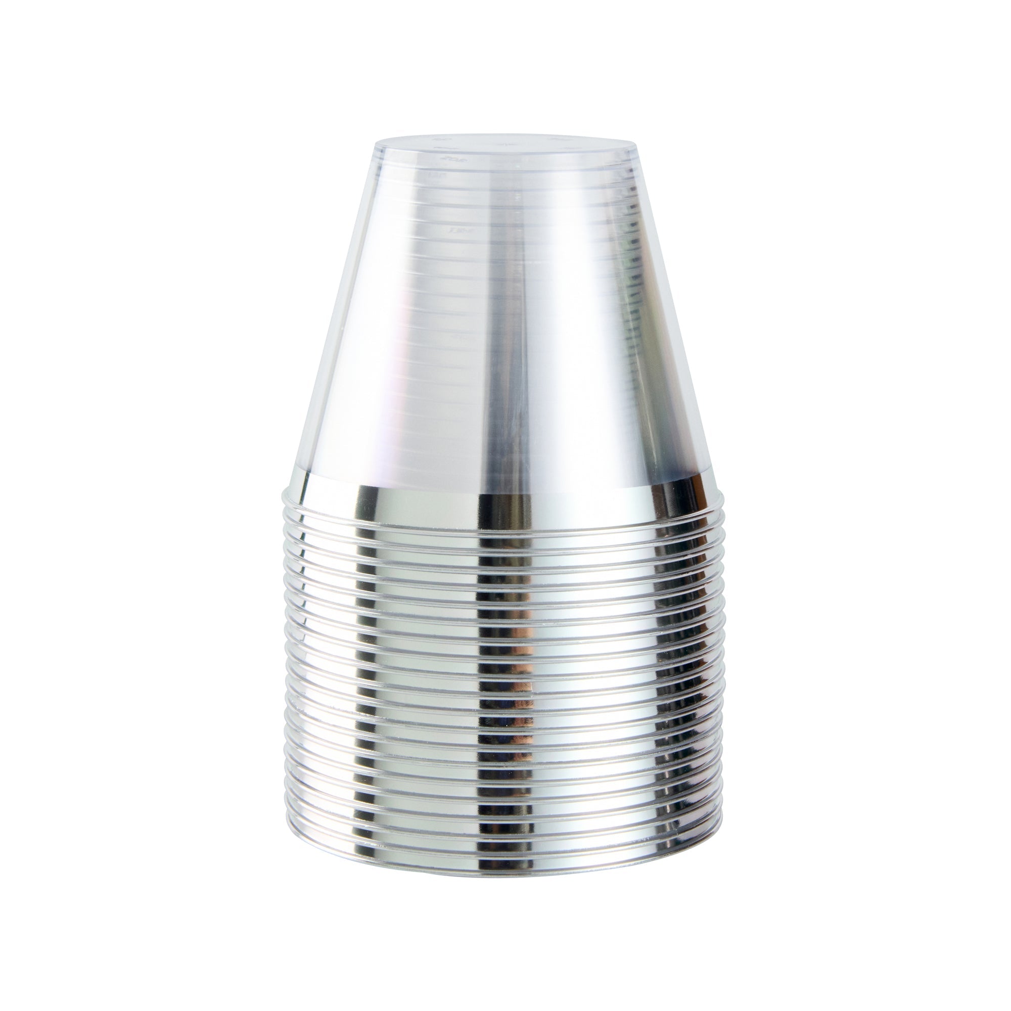 Chef 101 9 oz Clear Plastic Tumbler - with Silver Rim - 3 1/2" x 3 1/2" x 2 3/4" - 500 count box