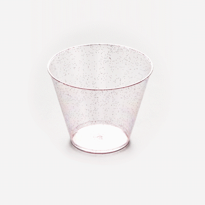Chef 101 9 oz Pink Glitter Plastic Tumbler - 3 1/2" x 3 1/2" x 2 3/4" - 500 count box