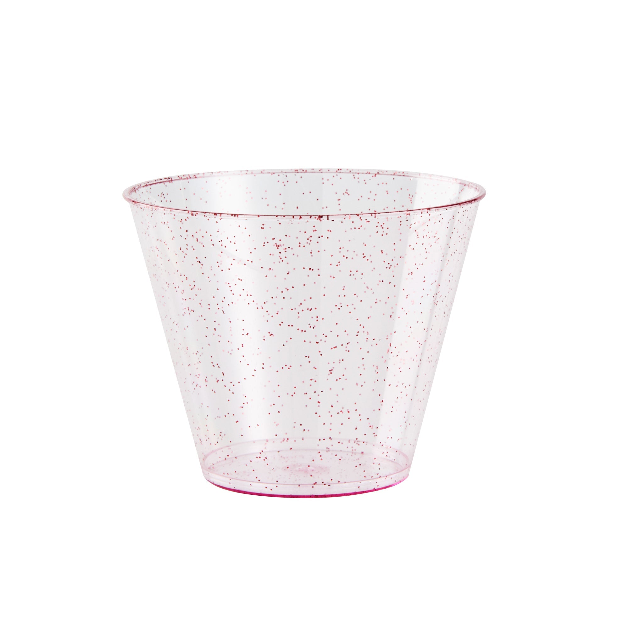 Chef 101 9 oz Pink Glitter Plastic Tumbler - 3 1/2" x 3 1/2" x 2 3/4" - 500 count box