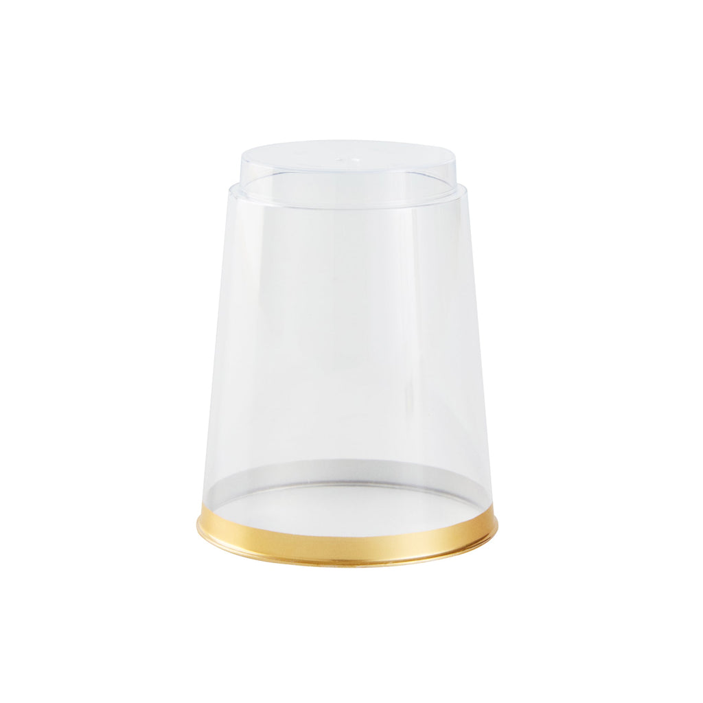 Chef 101 10 oz Clear Plastic Tumbler - with Gold Rim - 3" x 3" x 3 3/4" - 20 count box