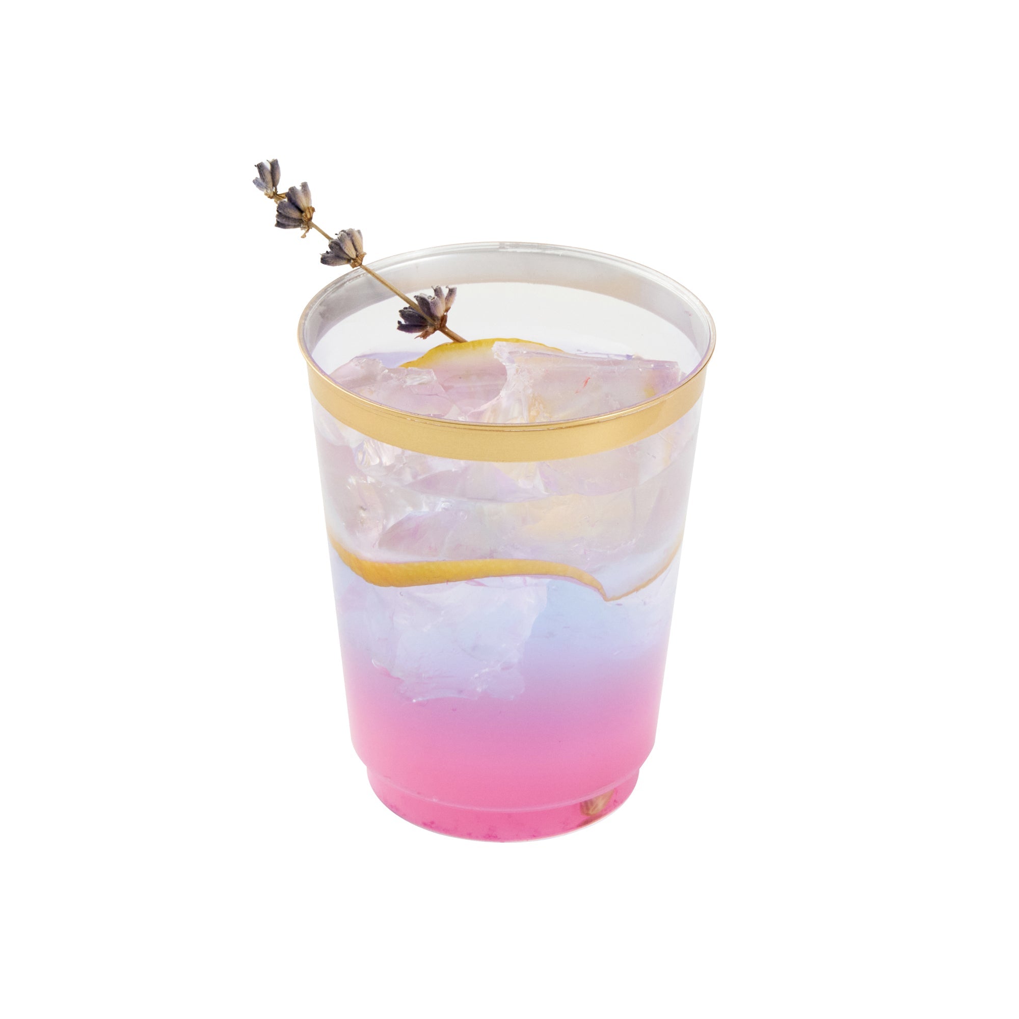 Chef 101 10 oz Clear Plastic Tumbler - with Gold Rim - 3" x 3" x 3 3/4" - 500 count box