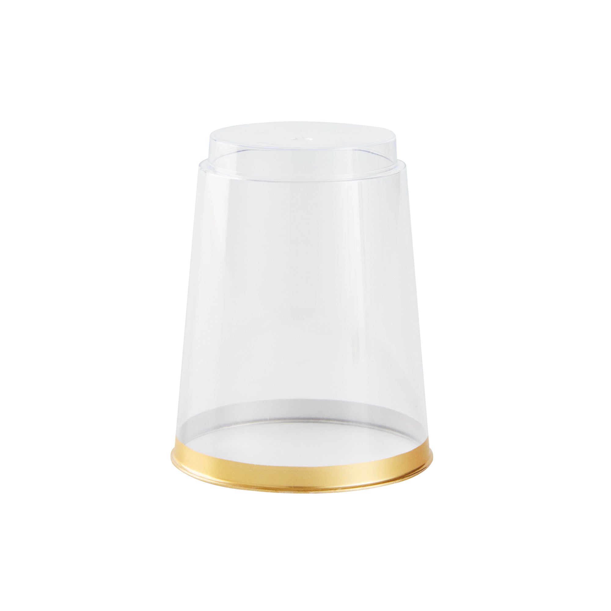 Chef 101 10 oz Clear Plastic Tumbler - with Gold Rim - 3" x 3" x 3 3/4" - 500 count box