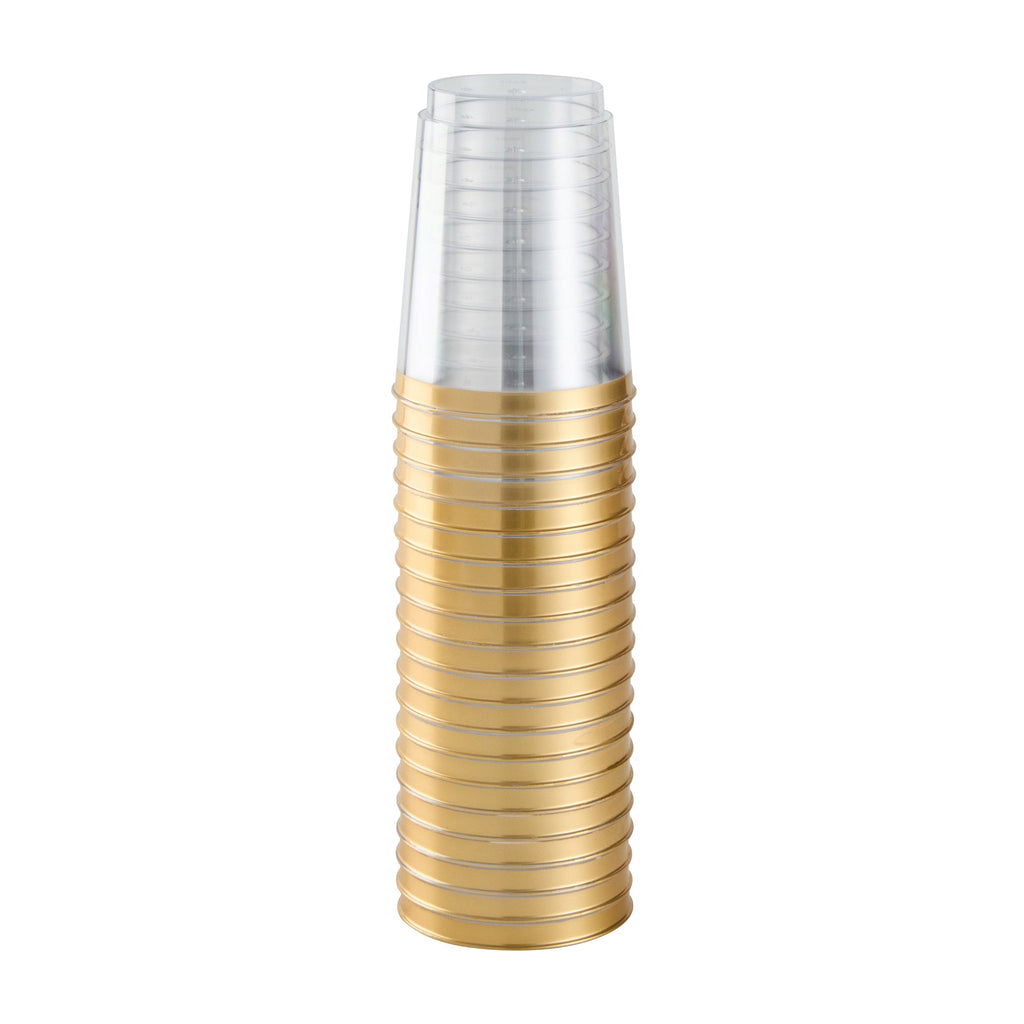 Chef 101 10 oz Clear Plastic Tumbler - with Gold Rim - 3" x 3" x 3 3/4" - 500 count box