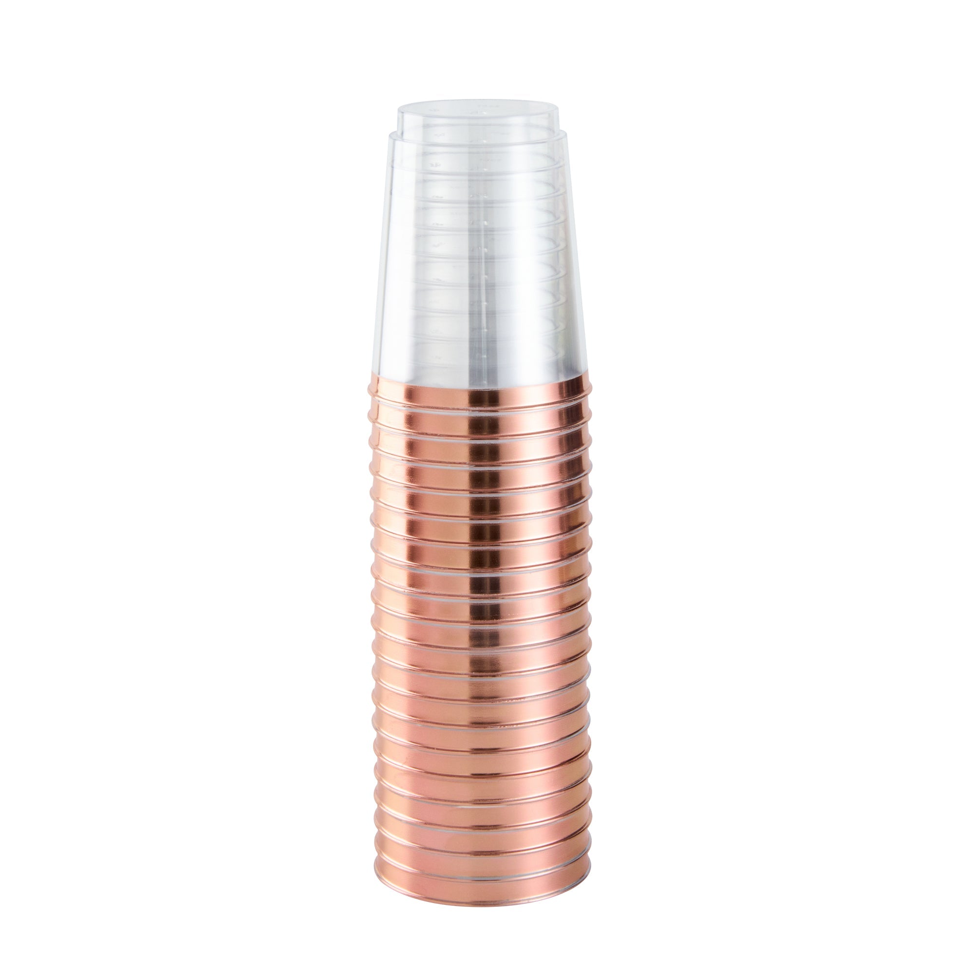 Chef 101 10 oz Clear Plastic Tumbler - with Rose Gold Rim - 3" x 3" x 3 3/4" - 20 count box