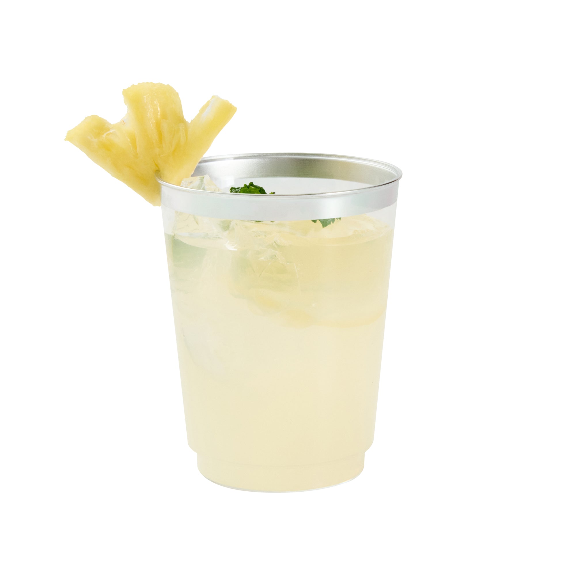 Chef 101 10 oz Clear Plastic Tumbler - with Silver Rim - 3" x 3" x 3 3/4" - 20 count box