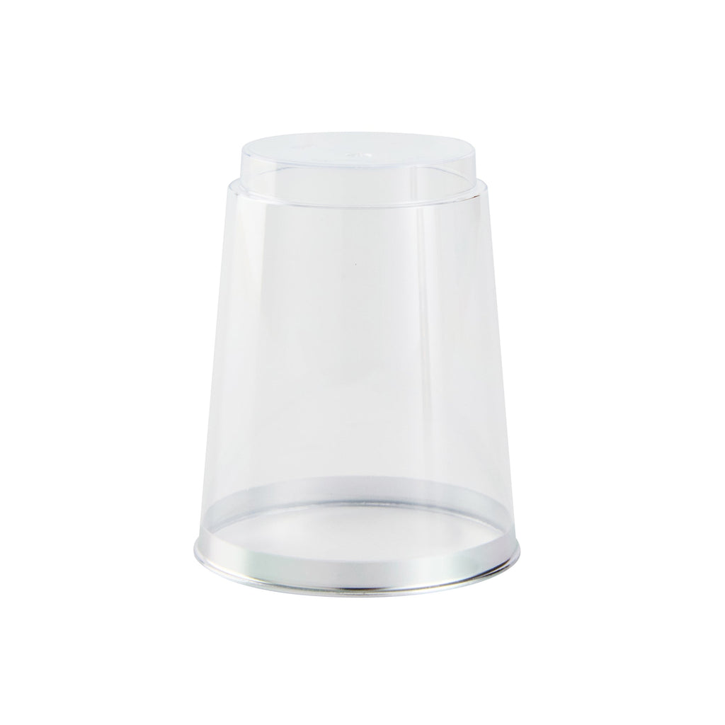 Chef 101 10 oz Clear Plastic Tumbler - with Silver Rim - 3" x 3" x 3 3/4" - 500 count box