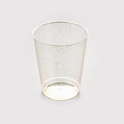 Chef 101 10 oz Gold Glitter Plastic Tumbler - 3" x 3" x 3 3/4" - 20 count box