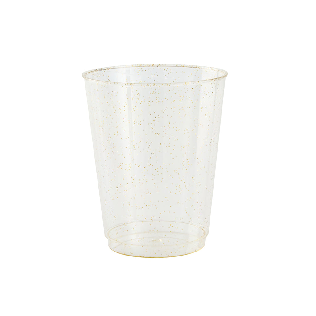 Chef 101 10 oz Gold Glitter Plastic Tumbler - 3" x 3" x 3 3/4" - 20 count box