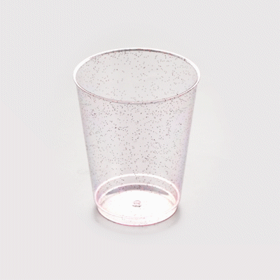 Chef 101 10 oz Pink Glitter Plastic Tumbler - 3" x 3" x 3 3/4" - 500 count box
