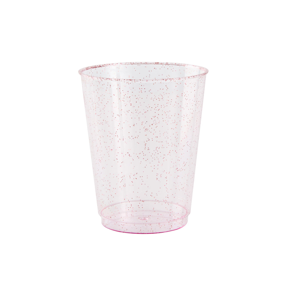 Chef 101 10 oz Pink Glitter Plastic Tumbler - 3" x 3" x 3 3/4" - 500 count box