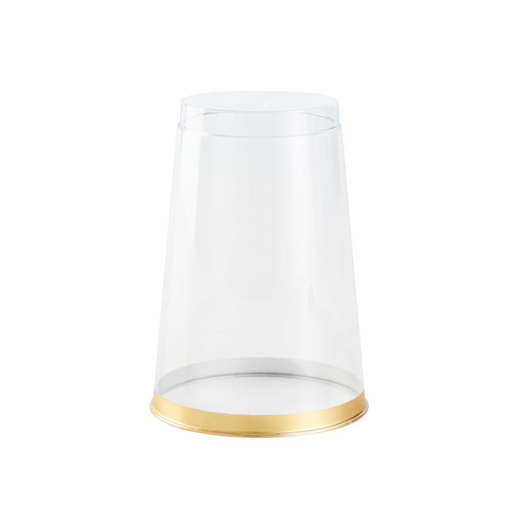 Chef 101 12 oz Clear Plastic Tumbler - with Gold Rim - 3" x 3" x 4 1/4" - 20 count box