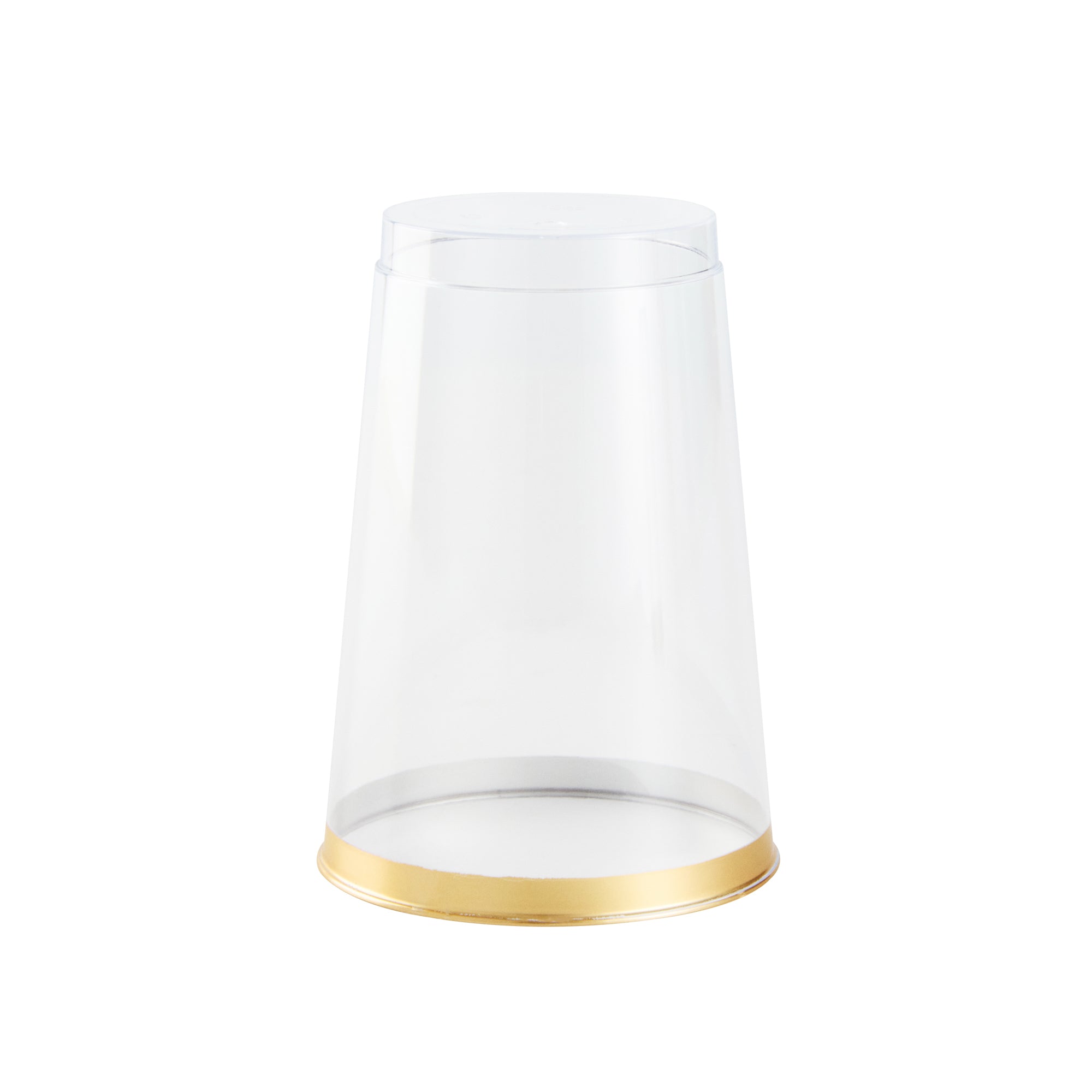 Chef 101 12 oz Clear Plastic Tumbler - with Gold Rim - 3" x 3" x 4 1/4" - 20 count box