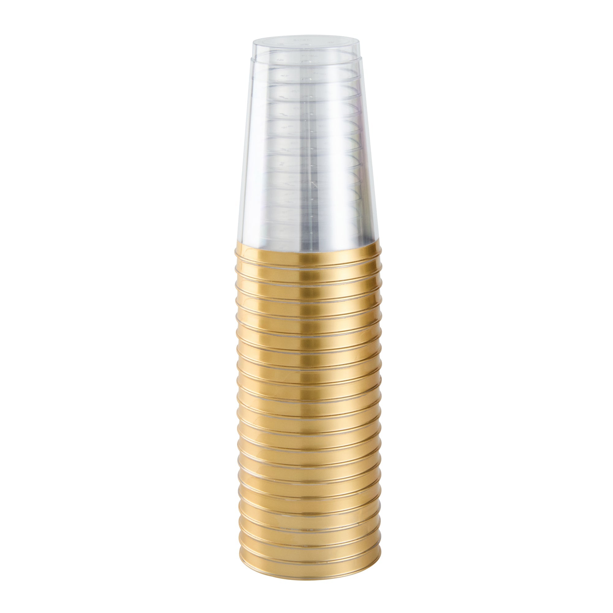 Chef 101 12 oz Clear Plastic Tumbler - with Gold Rim - 3" x 3" x 4 1/4" - 500 count box