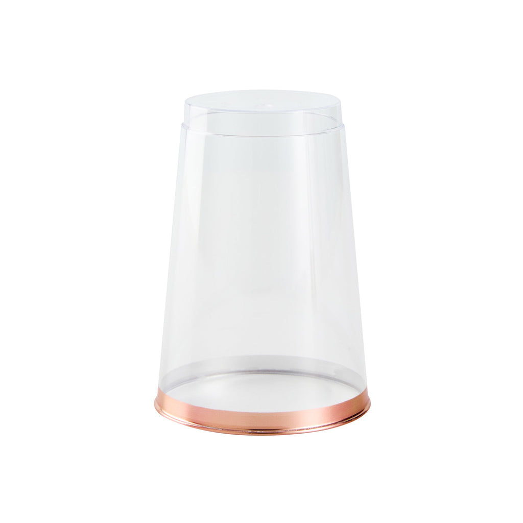 Chef 101 12 oz Clear Plastic Tumbler - with Rose Gold Rim - 3" x 3" x 4 1/4" - 20 count box
