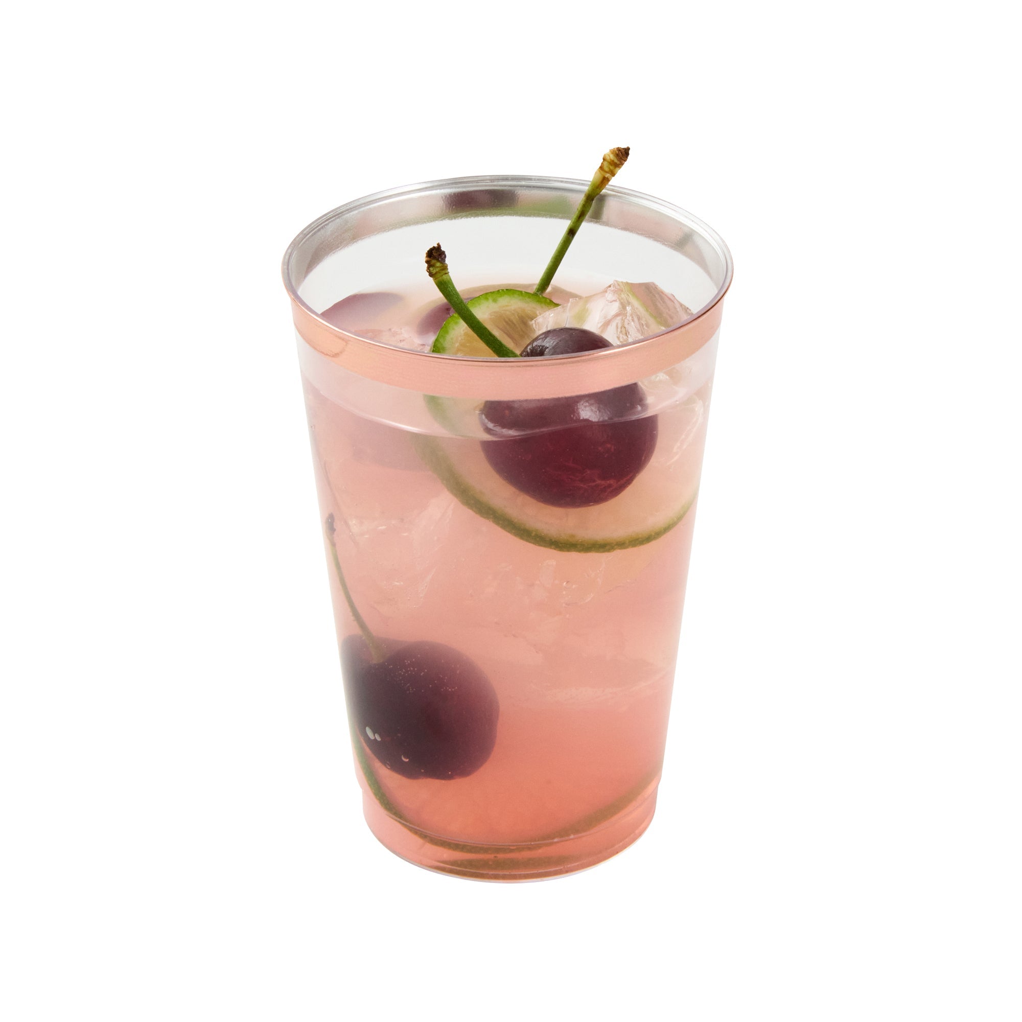 Chef 101 12 oz Clear Plastic Tumbler - with Rose Gold Rim - 3" x 3" x 4 1/4" - 500 count box