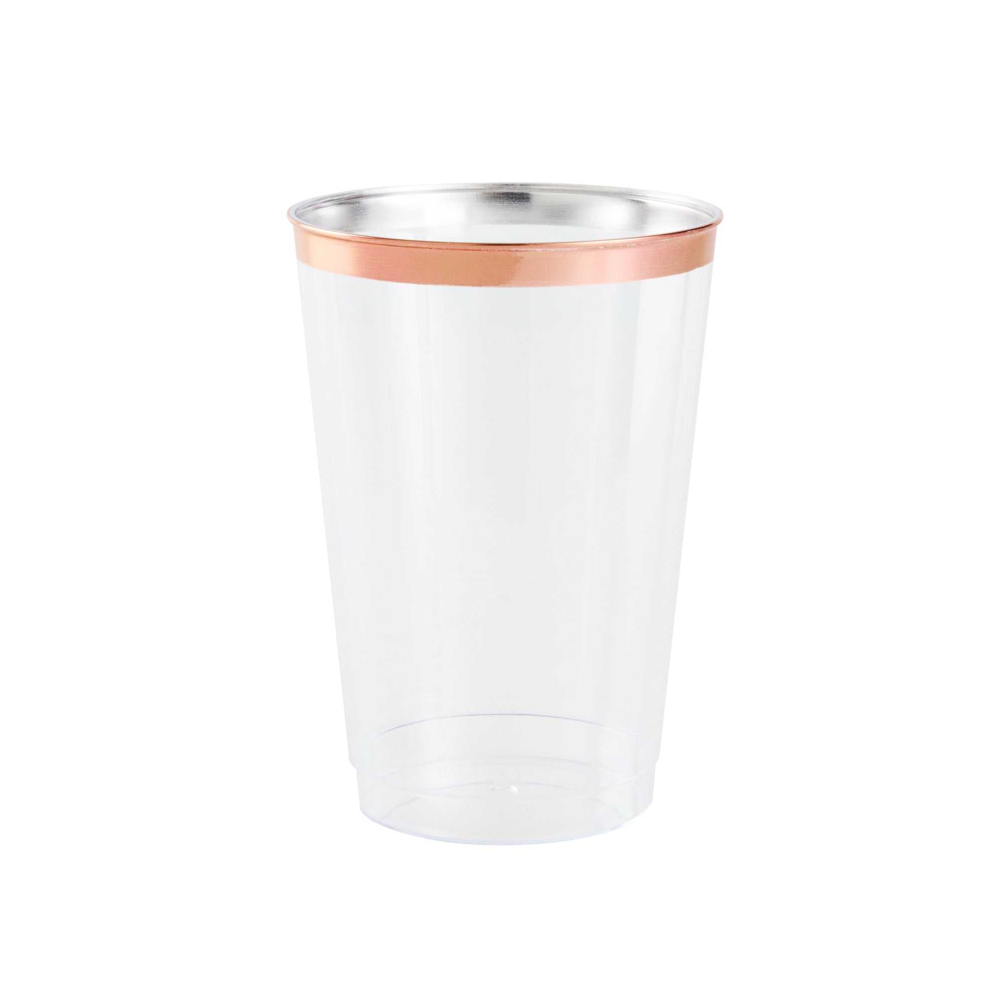 Chef 101 12 oz Clear Plastic Tumbler - with Rose Gold Rim - 3" x 3" x 4 1/4" - 500 count box