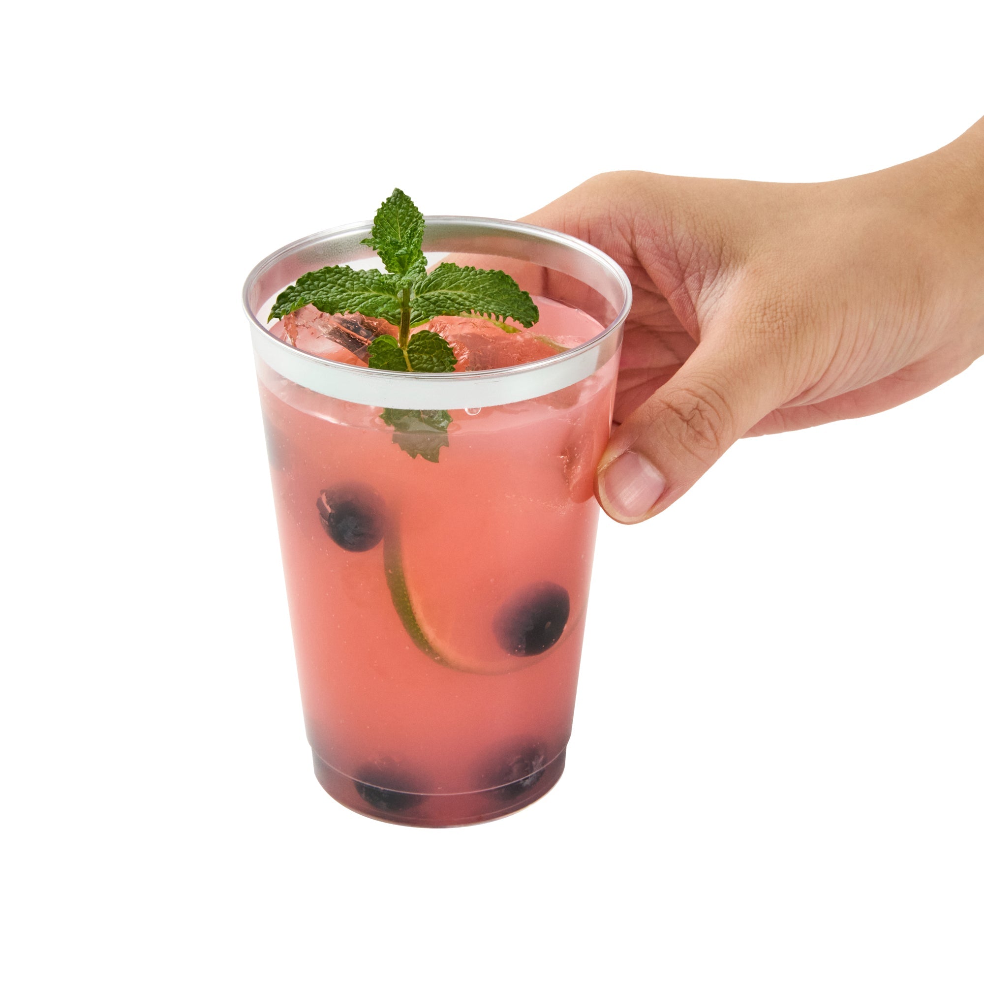 Chef 101 12 oz Clear Plastic Tumbler - with Silver Rim - 3" x 3" x 4 1/4" - 20 count box