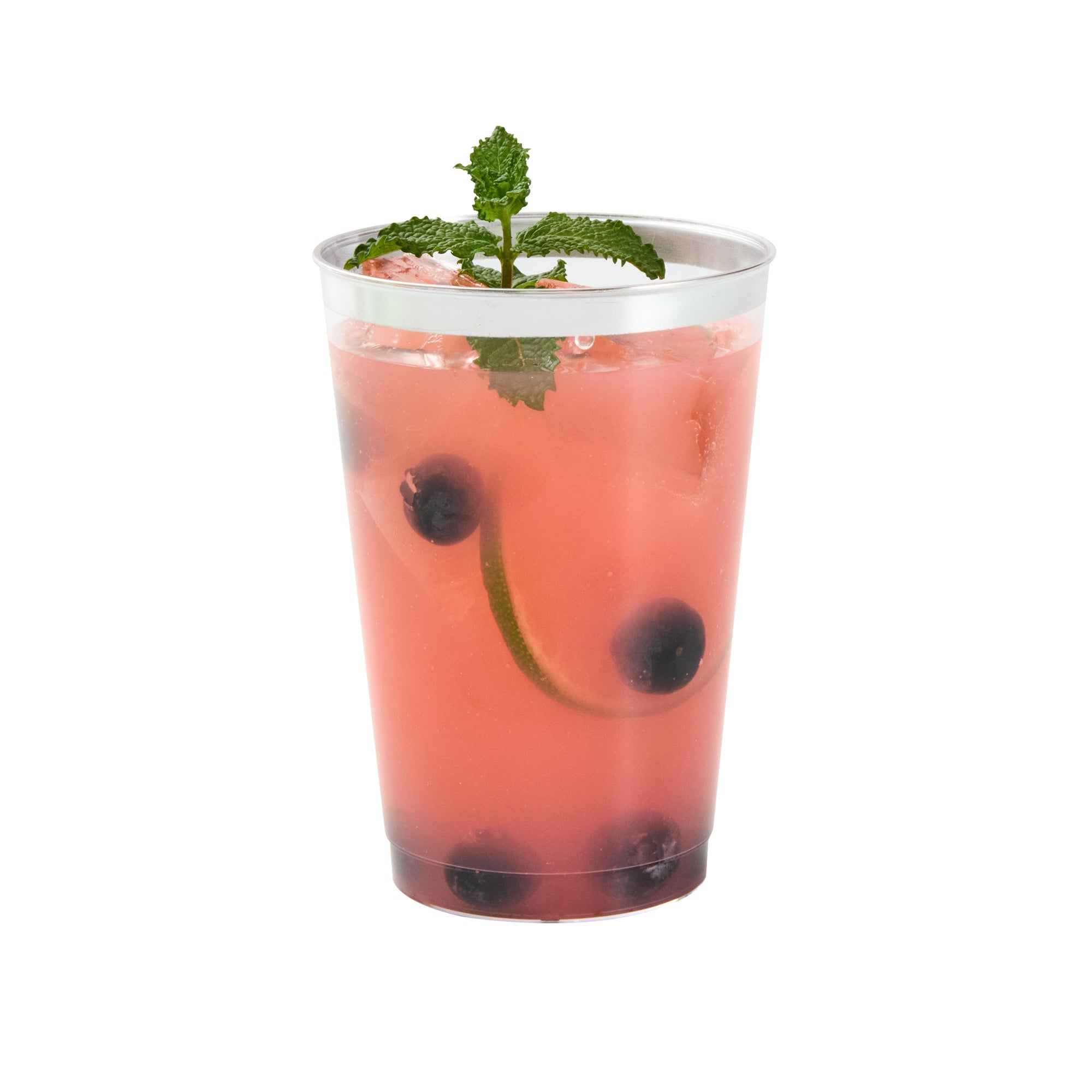 Chef 101 12 oz Clear Plastic Tumbler - with Silver Rim - 3" x 3" x 4 1/4" - 20 count box