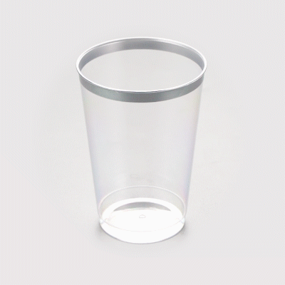 Chef 101 12 oz Clear Plastic Tumbler - with Silver Rim - 3" x 3" x 4 1/4" - 20 count box