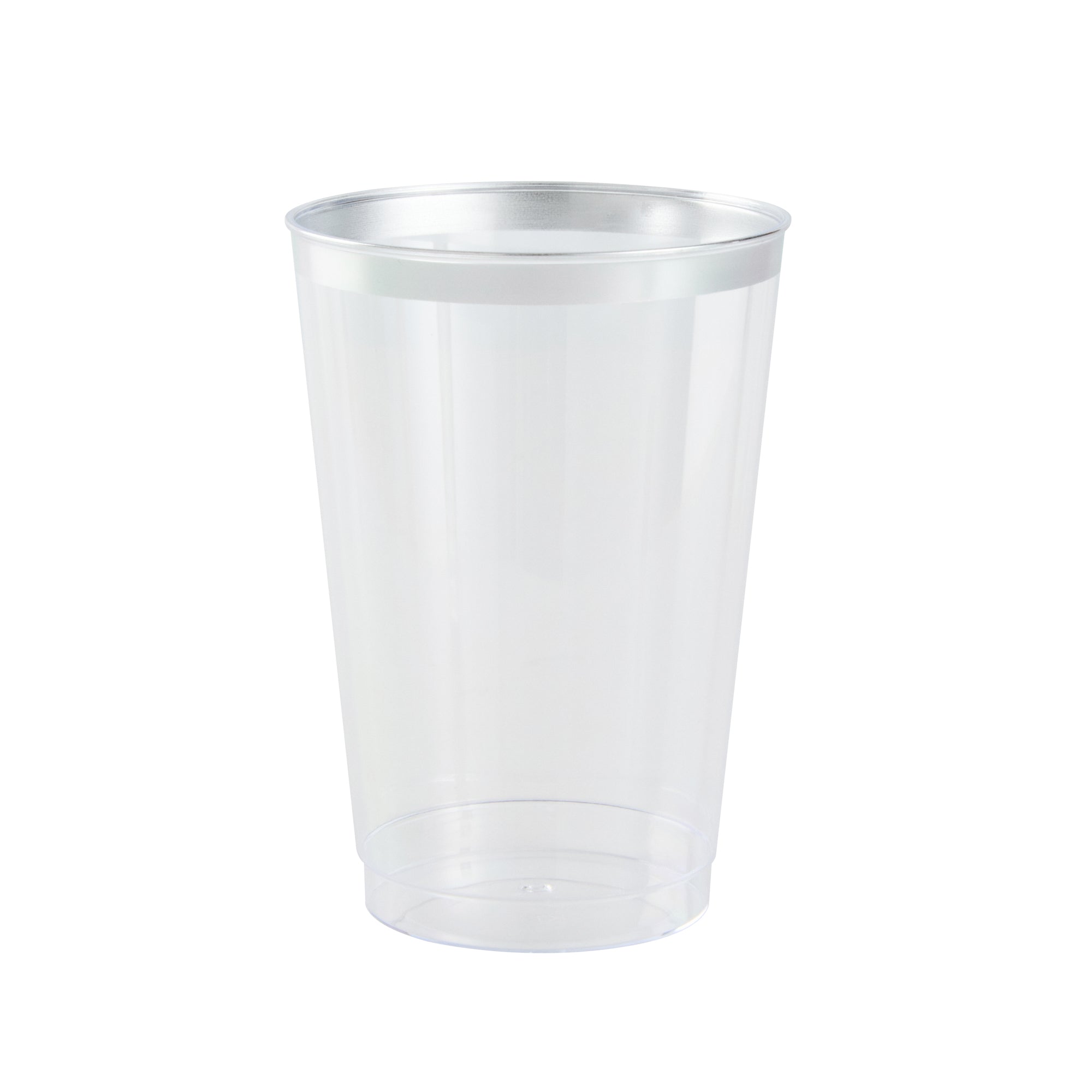 Chef 101 12 oz Clear Plastic Tumbler - with Silver Rim - 3" x 3" x 4 1/4" - 20 count box