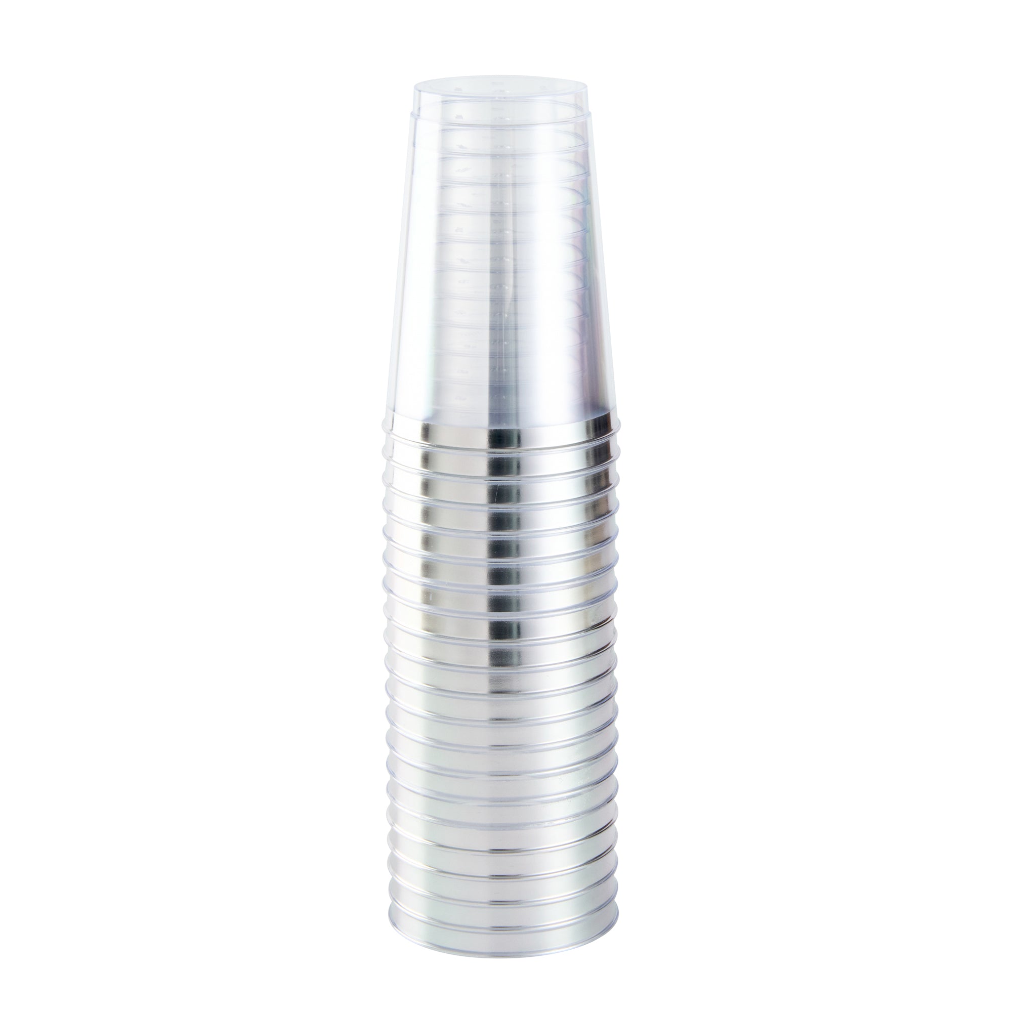 Chef 101 12 oz Clear Plastic Tumbler - with Silver Rim - 3" x 3" x 4 1/4" - 500 count box