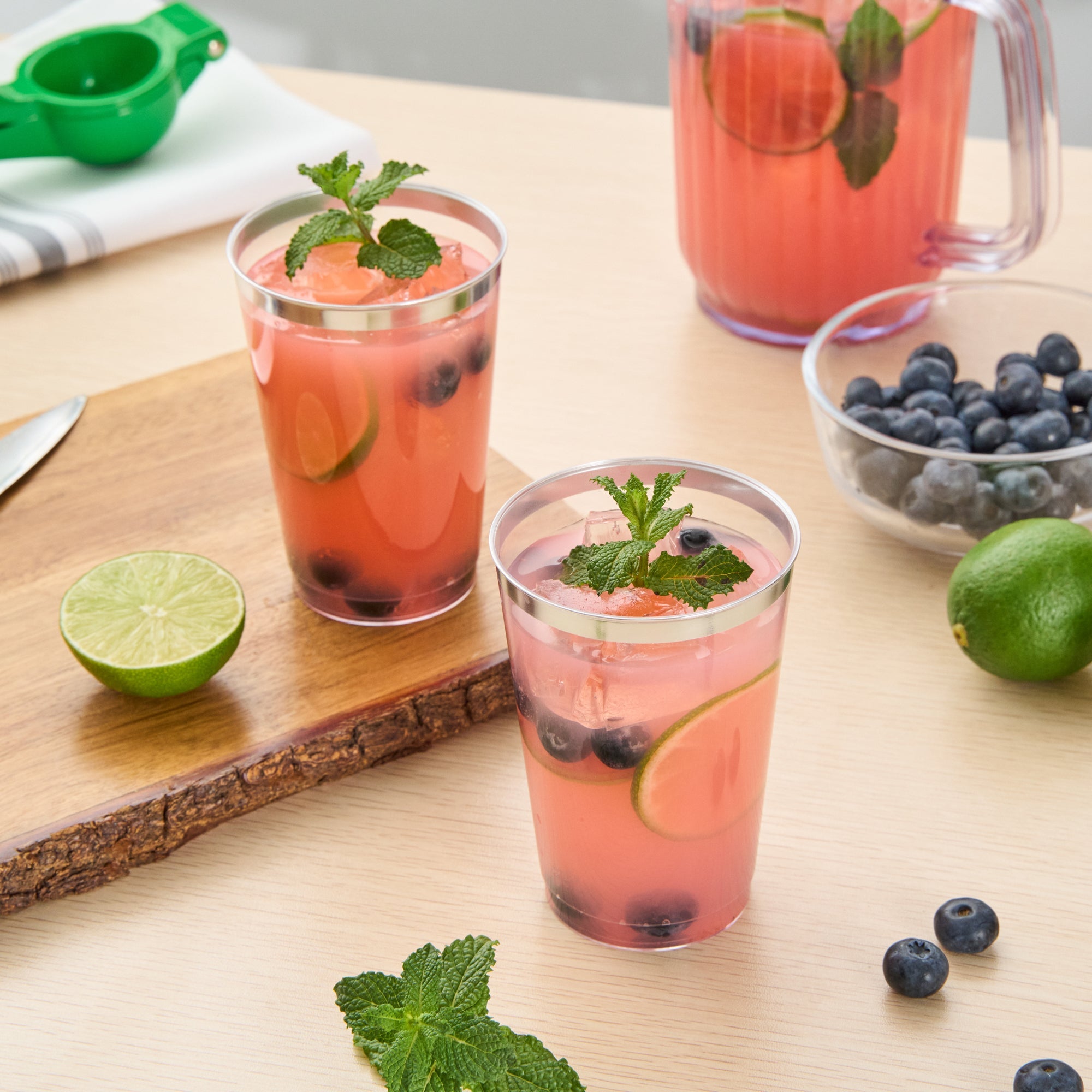 Chef 101 12 oz Clear Plastic Tumbler - with Silver Rim - 3" x 3" x 4 1/4" - 500 count box