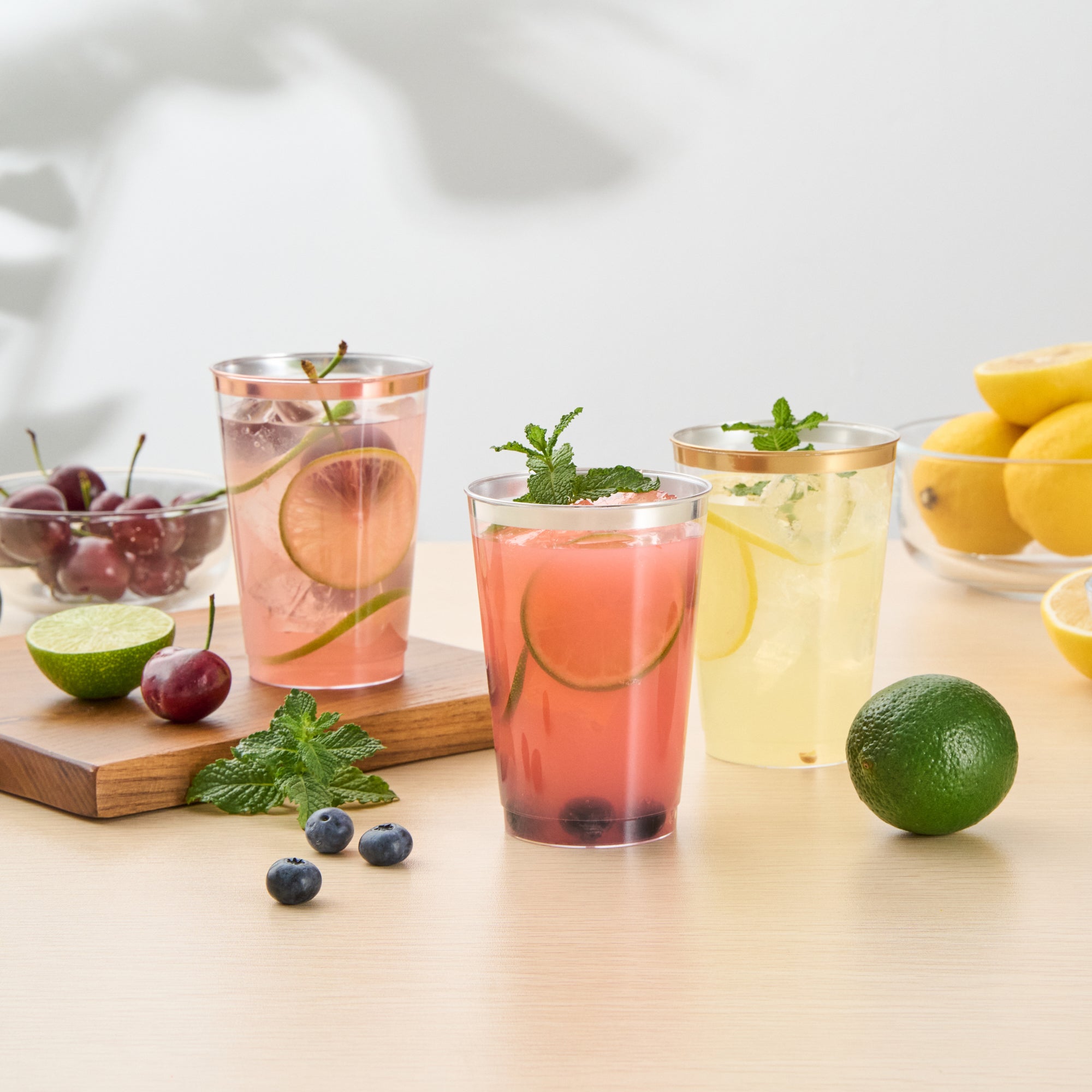 Chef 101 12 oz Clear Plastic Tumbler - with Silver Rim - 3" x 3" x 4 1/4" - 500 count box