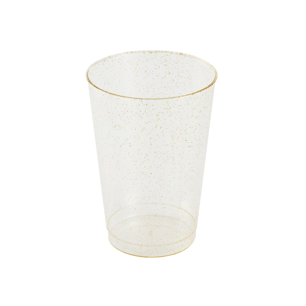 Chef 101 12 oz Gold Glitter Plastic Tumbler - 3" x 3" x 4 1/4" - 20 count box