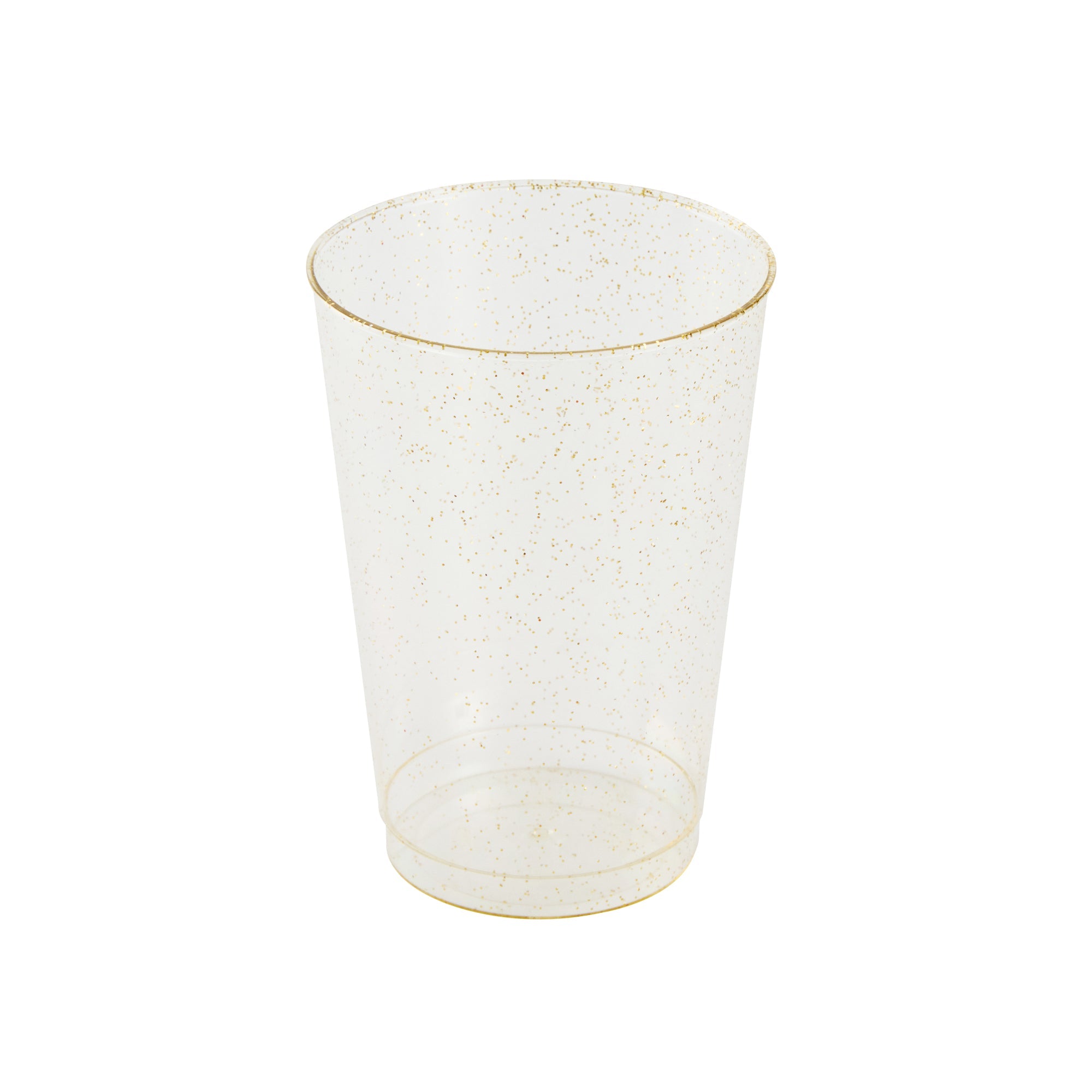 Chef 101 12 oz Gold Glitter Plastic Tumbler - 3" x 3" x 4 1/4" - 20 count box