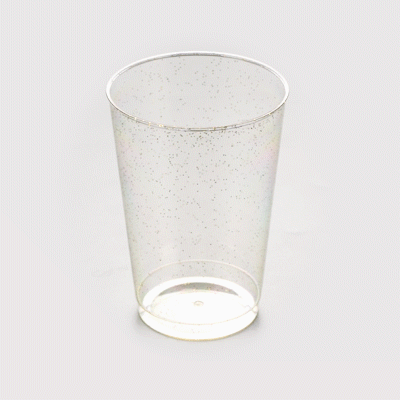 Chef 101 12 oz Gold Glitter Plastic Tumbler - 3" x 3" x 4 1/4" - 500 count box