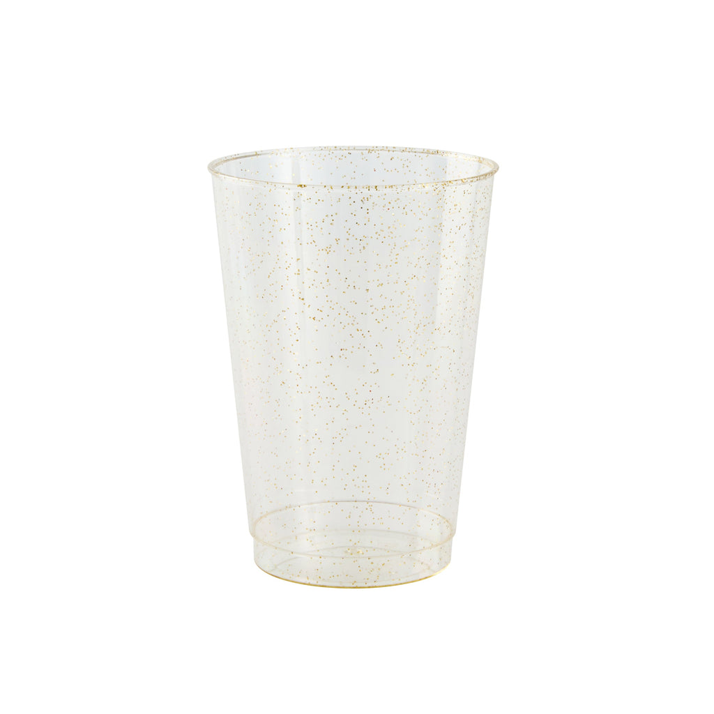 Chef 101 12 oz Gold Glitter Plastic Tumbler - 3" x 3" x 4 1/4" - 500 count box