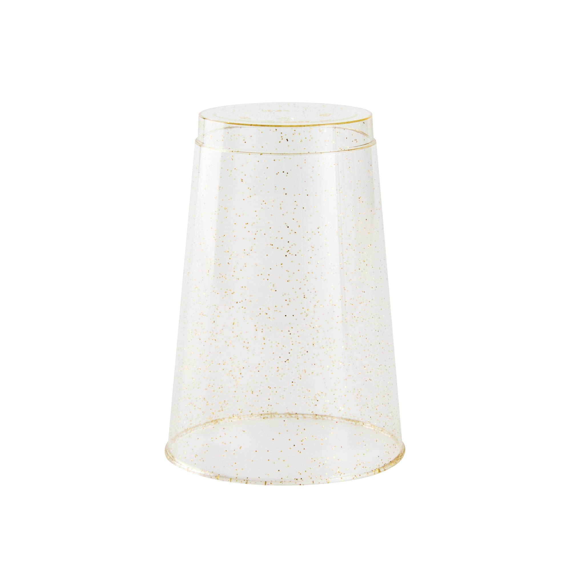 Chef 101 12 oz Gold Glitter Plastic Tumbler - 3" x 3" x 4 1/4" - 500 count box