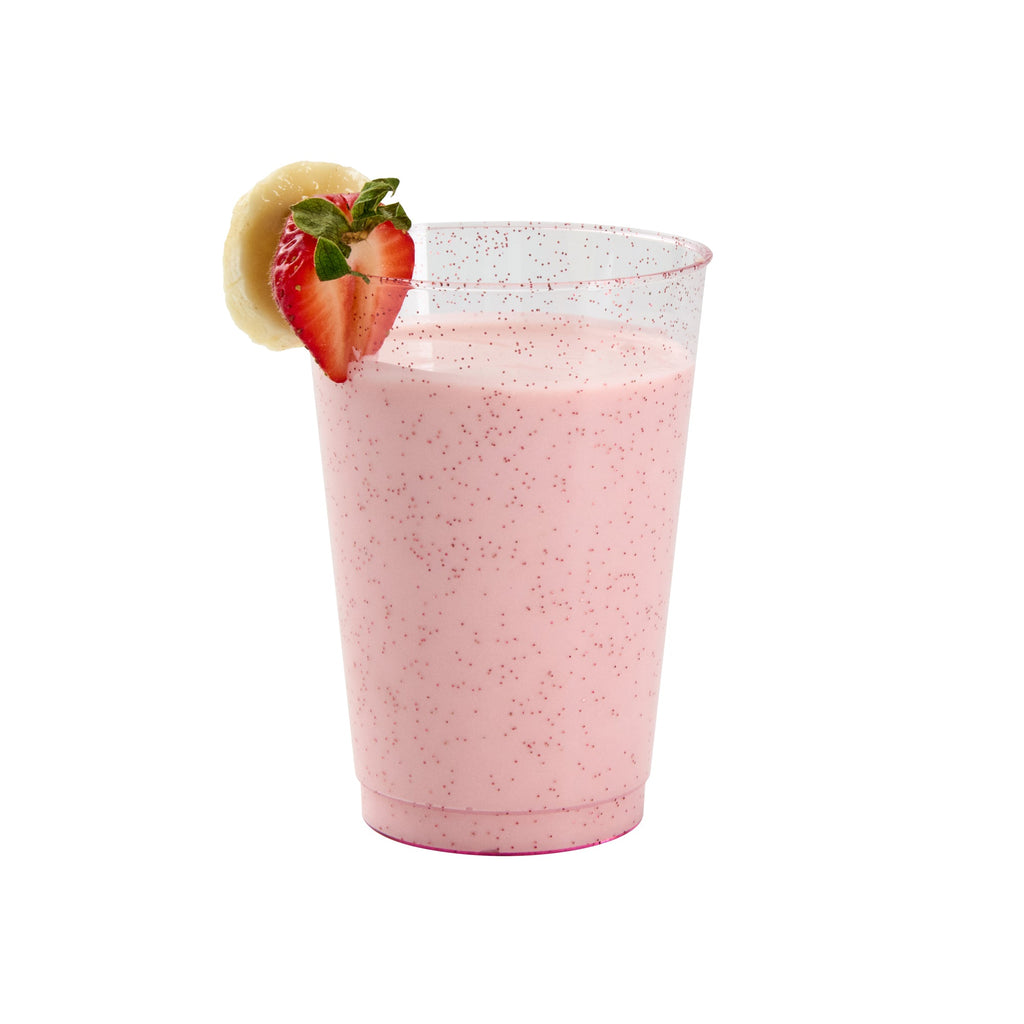 Chef 101 12 oz Pink Glitter Plastic Tumbler - 3" x 3" x 4 1/4" - 20 count box