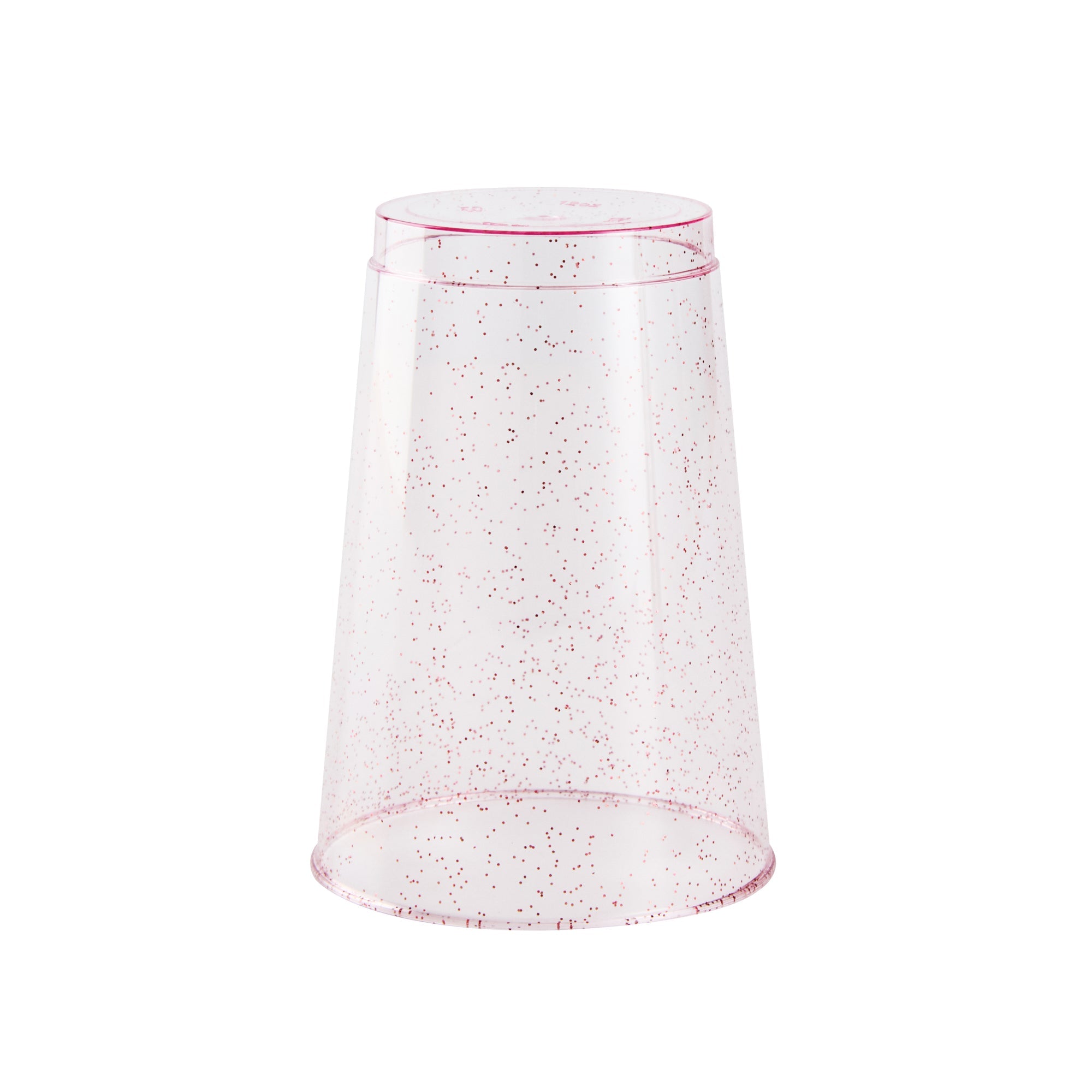 Chef 101 12 oz Pink Glitter Plastic Tumbler - 3" x 3" x 4 1/4" - 20 count box