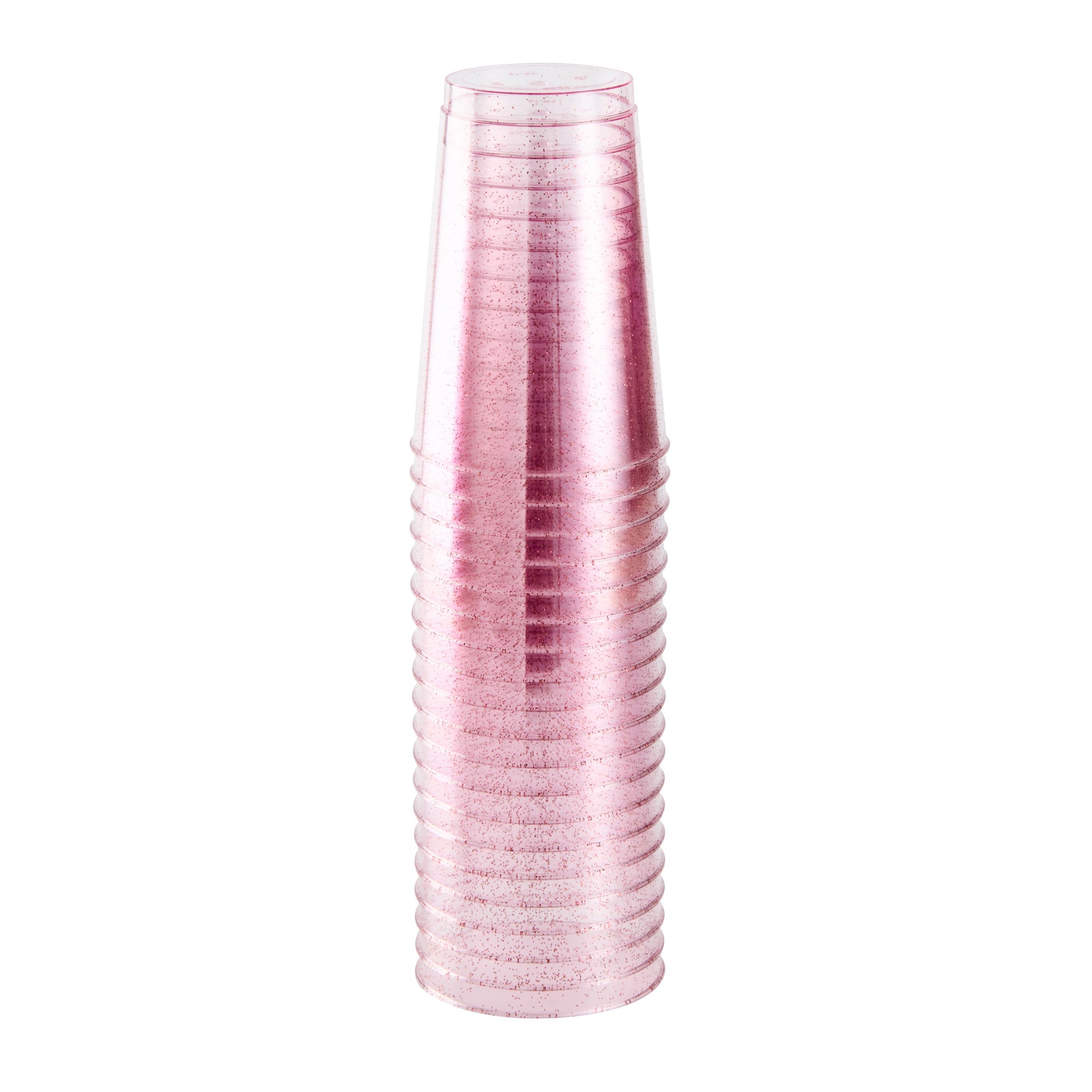 Chef 101 12 oz Pink Glitter Plastic Tumbler - 3" x 3" x 4 1/4" - 20 count box