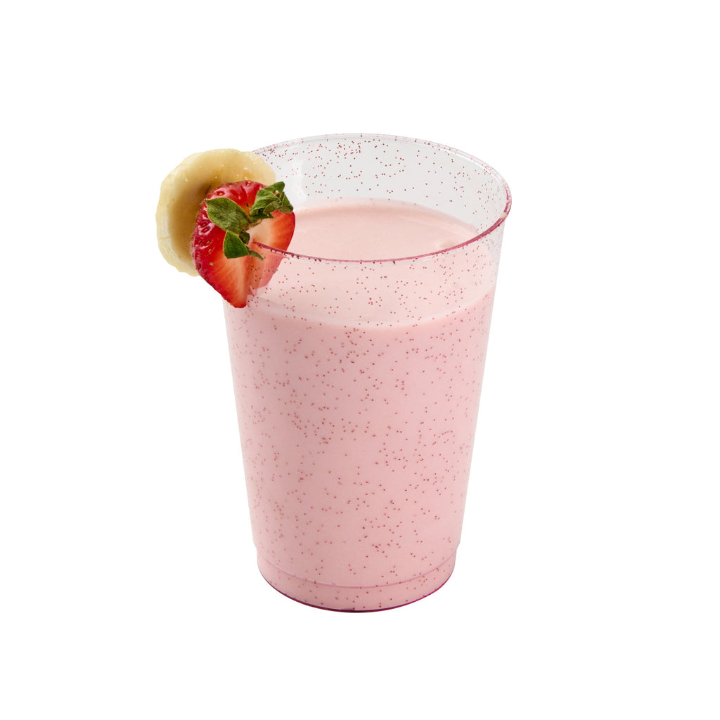 Chef 101 12 oz Pink Glitter Plastic Tumbler - 3" x 3" x 4 1/4" - 500 count box